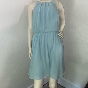 •Large• Francesca's Francesca’s Aina Be sky blue pleated halter chiffon dress